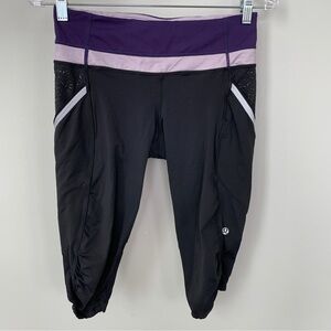 Lululemon Black w/Purple Cropped Leggings Size 8‎